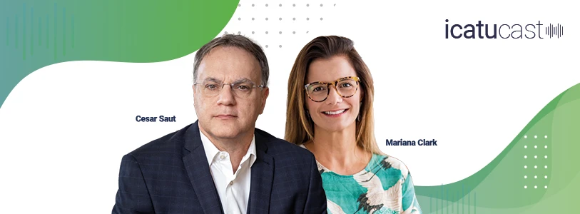 César Saut, vice-presidente corporativo da Icatu, e Mariana Clark, psicóloga especialista em saúde mental, perdas e luto.