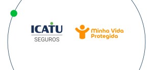 Logos das seguradoras ICATU Seguros e Minha Vida Protegida, destacando parceria de proteção e segurança para investidores e clientes.
